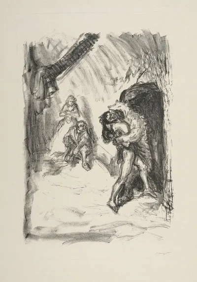 Hawkeye Dressed Up As A Bear Fighting With Magua