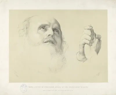 Head Of A Bearded Man Left Study Of Folded Hands Right