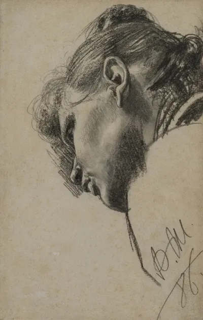 Head Of A Young Woman Seen From Below