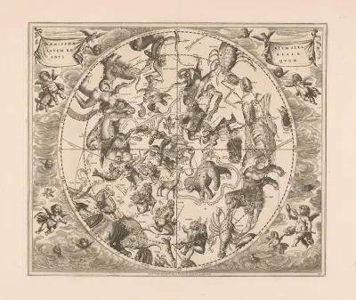 Hemelkaart Met De Noordelijke Sterrenbeelden Haemisphaerium Stellatum Boreale Antiquum