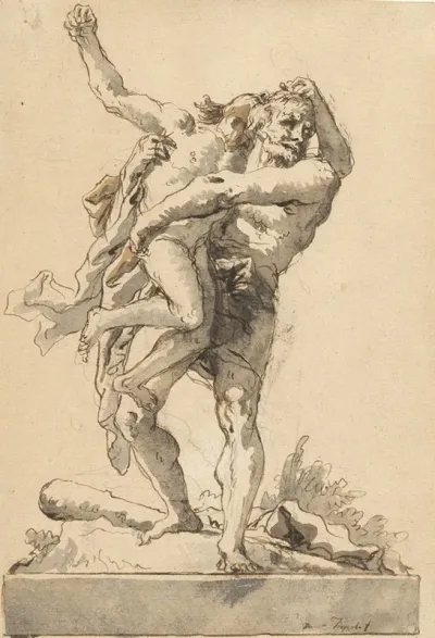 Hercules And Antaeus With A Base Below