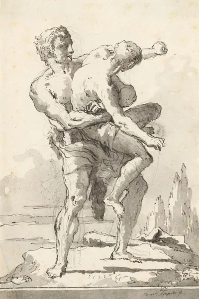 Hercules And Antaeus With A Ledge Below