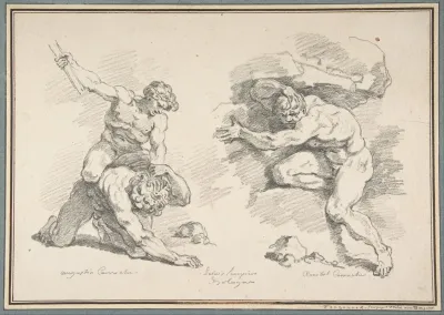 Hercules And Cacus After Annibale Carracci And The Destruction Of Enceladus After Agostino Carracci