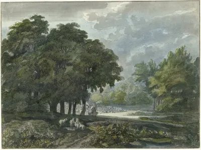 Herders Met Kudde In Bosrijk Landschap 2
