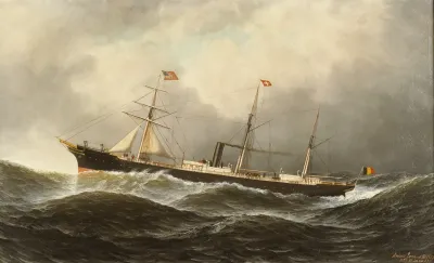 Het Belgische Stoomschip Met Hulpzeilvermogen Ludwig Op Zee