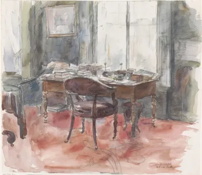 Het Bureau In De Studeerkamer Van Meneer S Van Houten In Het Huis Aan De Riouwstraat 6 Te Den Haag