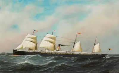 Het Stoomschip Met Hulpzeilvermogen Belgenland
