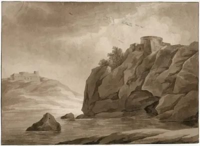 High Rocks With Fortress On Both Sides Of A River