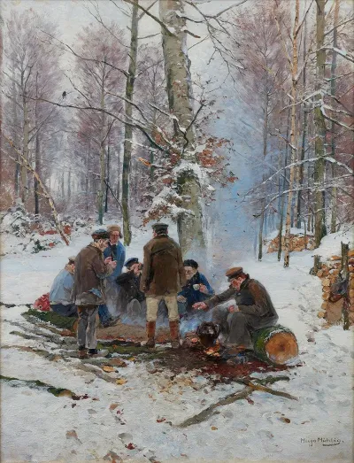 Holzfaller Am Feuer
