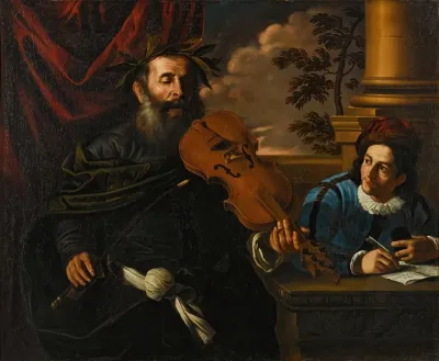 Homer Playing The Violin In The Company Of A Pupil