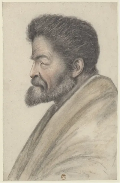 Homme A La Barbe Courte Et Aux Cheveux Courts Et Raides Vu De Profil A Gauche