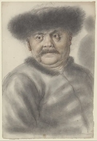 Homme Coiffe Dun Bonnet De Fourrure De Face