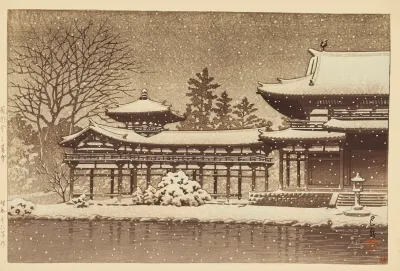 Hoodo No Bosetsu Evening Snow At Phoenix Hall