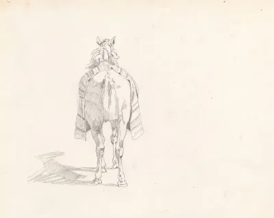 Horse Covered With Saddlecloth From The Back Study For The Painting Return From The Horse Fair