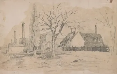 House And Factories As Seen On The Edge Of A Community