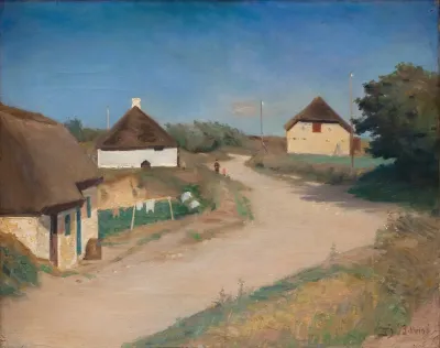 Houses Alongside A Road In Morso Jutland