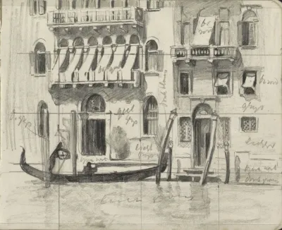Huizen Met Zonwering Over De Balkons Aan Het Canal Grande Te Venetie