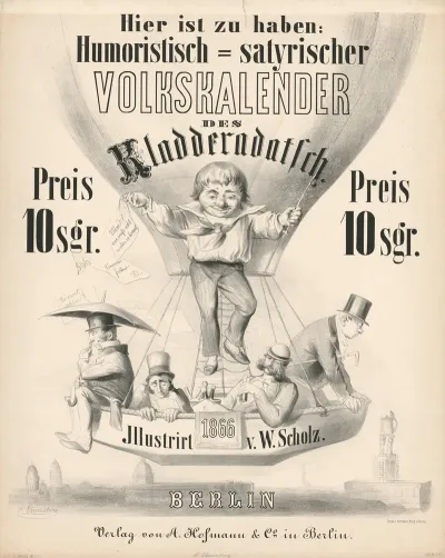 Humoristisch Satirischer Volkskalender Des Kladderadatsch 1866
