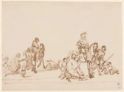 Hunters Giving Alms To Beggars