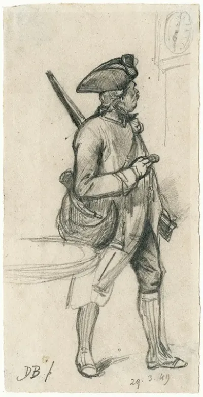 Huntsman Looking At A Clock