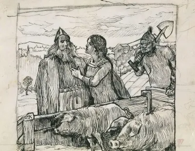 Illustrasjon Til Olav Tryggvasons Saga I Snorre Sturlason Kongesagaer Kristiania 1899