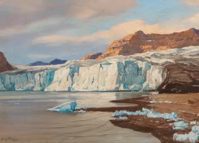 In Der Tempelbai Vom Postgletscher Spitzbergen