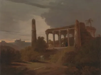 Indian Landscape With Temple Ruins