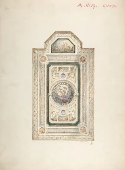 Inscribed Drawing With Monogram Of Sang Of A Ceiling Design July 1868