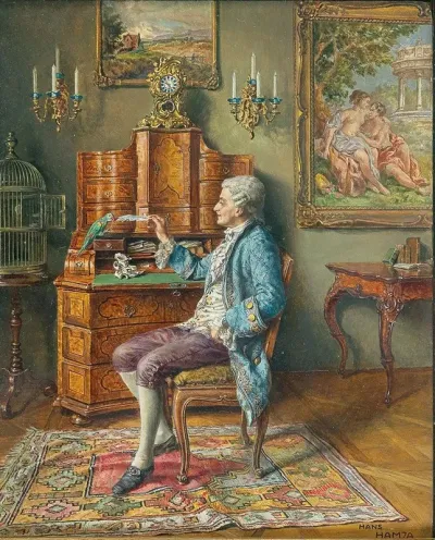 Interieur Mit Papagei