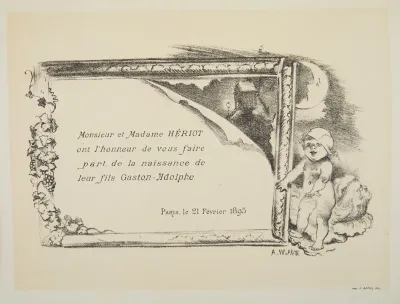 Invitation From Mr And Mrs Heriot To The Christening Of Their Son Gaston Adolphe