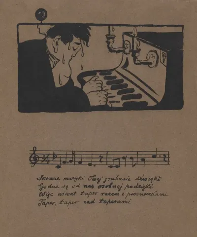 Invitation To The Zielony Balonik Cabaret With A Caricature Of Witold Noskowski The Pianist