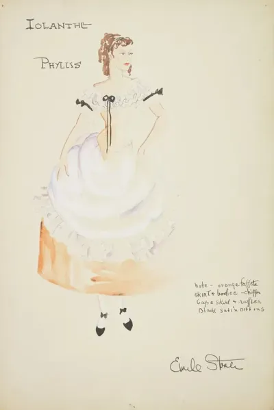 Iolanthe Phyllis Orange Dress With White Ruffled Neckline And White Apron