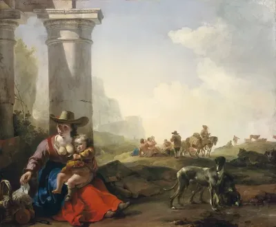 Italian Peasants Among Ruins