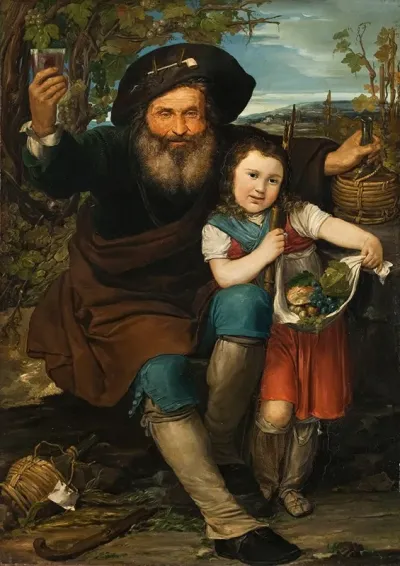 Italian Winegrower And His Daughter