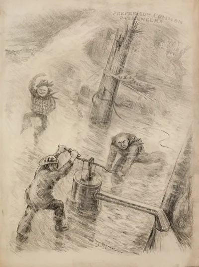 J P Morgan And Charles Schwab Try To Pump Water From A Sinking Ship Representing The U S Steel Industry