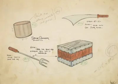 Jack And The Beanstalk Props 3 Knife Fork Chest Stone Cylinder
