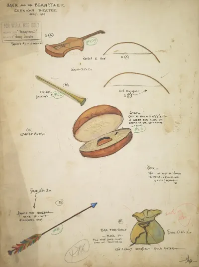 Jack And The Beanstalk Props Arrows Gold Bag Oboe Violin Bows Bread