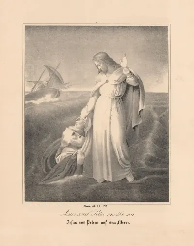 Jesus And Peter On The Sea