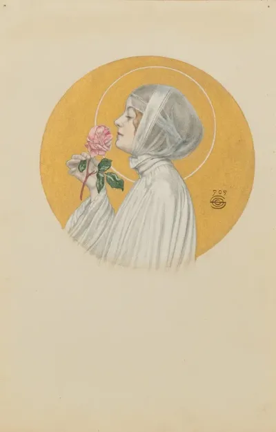 Jeune Femme A La Rose