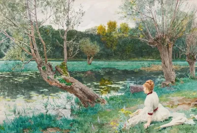 Jeune Fille Au Bord De Letang