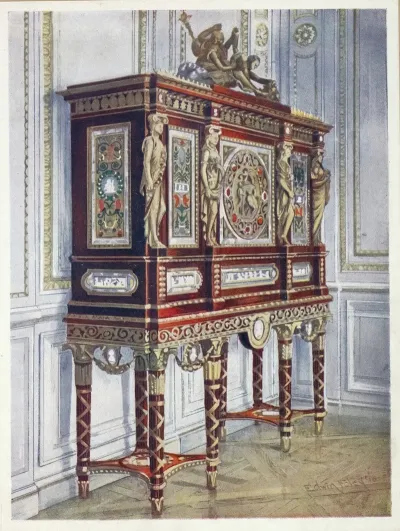 Jewel Cabinet Of Queen Marie Antoinette Of Mahogany Gilt Inlaid Carved And With Painted Plaques