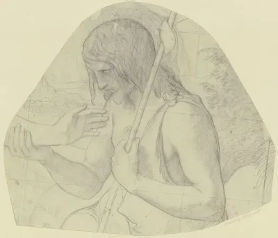 Johannes Der Taufer Als Halbfigur Mit Dem Unterarm Christi