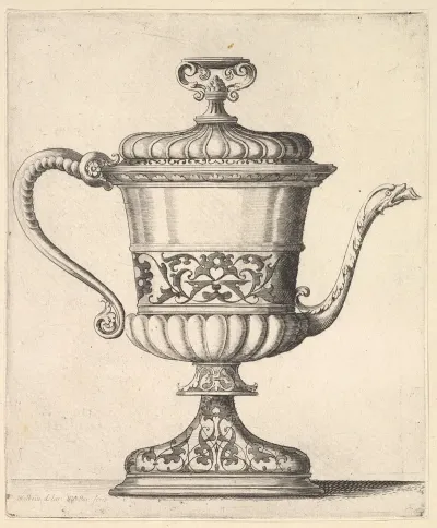 Jug With Lid Engraved With Arabesque Pattern
