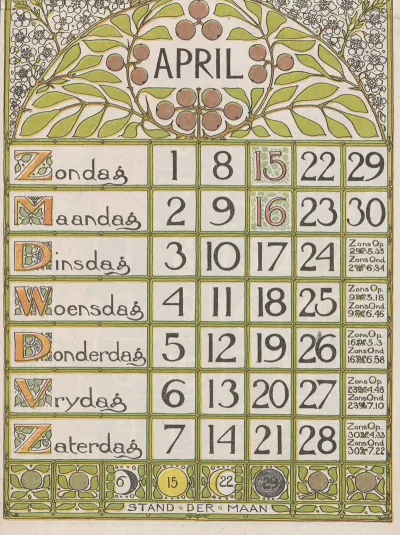 Kalenderblad April 1900
