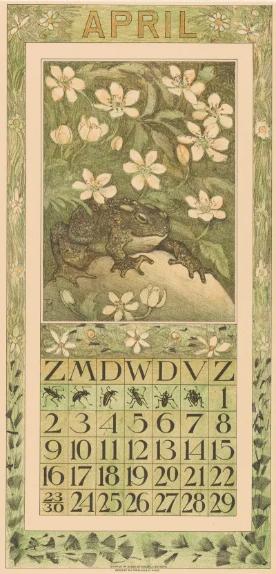 Kalenderblad April Met Kikker