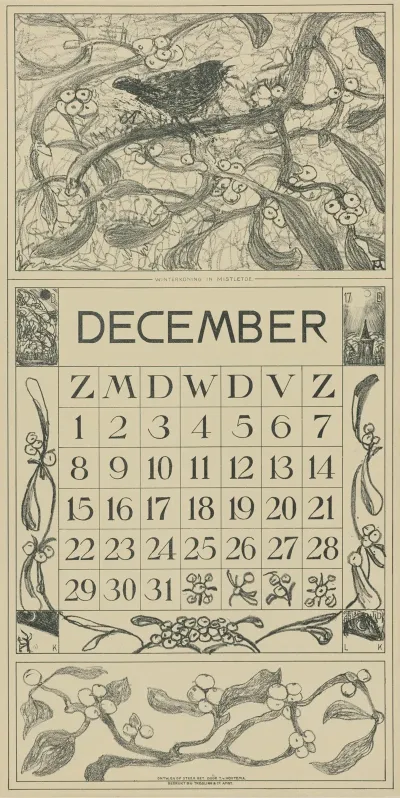 Kalenderblad December Met Winterkoninkje 2