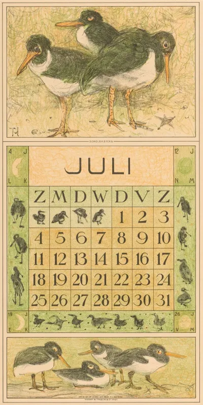 Kalenderblad Juli Met Scholeksters