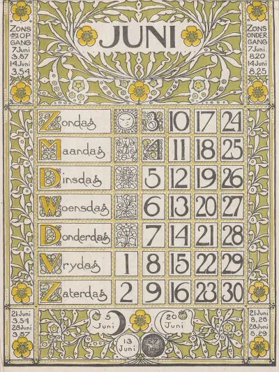 Kalenderblad Juni 1900