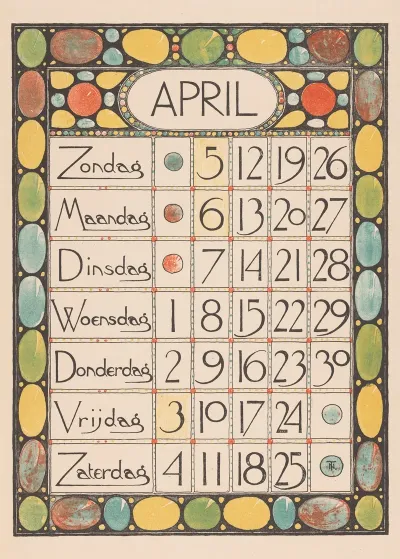 Kalenderblad Voor April 1896