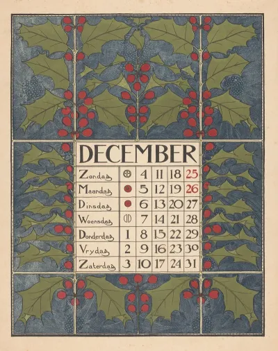 Kalenderblad Voor December 1898